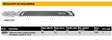 shumee LIST ZA VBODNO ŽAGO DEWALT 180x4mm T744D LES / 5 kos.