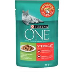 Purina ONE SterilCat vrečke za mačke, mini fileji s piščancem in stročjim fižolom v soku, 24x 85 g