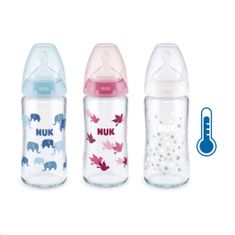 Nuk FC steklena otroška steklenička z uravnavanjem temperature 240 ml roza