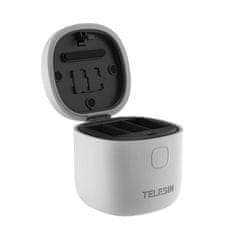 TELESIN 3-slot Waterproof Box polnilnik za GoPro Hero 9 / 10 / 11 / 12, siva