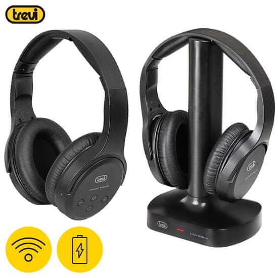 Trevi FRS 1580 brezžične naglavne TV Hi-Fi slušalke, 2x slušalke in polnilna postaja, baterija, do 30m (TRE-SLU-FRS1580)