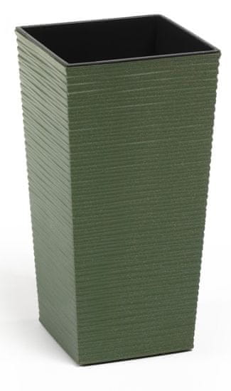 Lamela Finezia Eco Wood cvetlični lonec, 400 x 400 x 750 mm, zelen