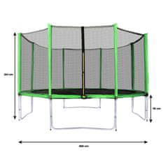 Aga Sport Pro Trampolin 366 cm svetlo zelena + zaščitna mreža + lestev