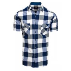 Dstreet Moška karirasta srajca s kratkimi rokavi Black Blue White kx0960 M