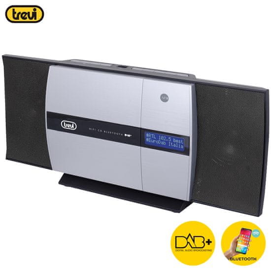 Trevi HCV 10D35 glasbeni Hi-Fi sistem, FM Radio DAB, Bluetooth, CD/MP3/USB/AUX-in, LCD zaslon, daljinec, črno srebrn (TRE-AVD-HCV10D35) - Odprta embalaža