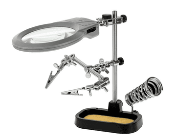 Kemot Pripomoček za elektroniko s povečevalnim steklom, lučko, stojalom za spajkalnik