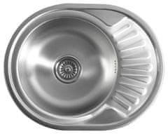 AQUALINE Vgrajeno Nerjavno Jeklo Pomivalno Korito 57x18x45 cm z Odkapom