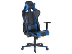 Beliani Gaming stol v črni in modri barvi z nastavitvijo višine GAMER