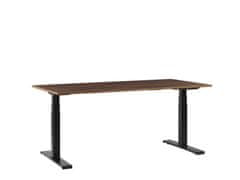 Beliani Električno nastavljiva pisalna miza 180x80 cm iz temnega lesa in črne barve DESTIN II