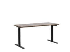 Beliani Ročno nastavljiva pisalna miza iz temnega lesa in črne barve 130 x 72 cm DESTIN II