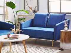 Beliani Žametni 2-sedežni kavč modre barve MAURA