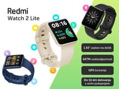 Xiaomi Redmi Watch 2 Lite pametna ura, 1.55 zaslon na dotik, Bluetooth 5.0, vodoodporna 5 ATM, GPS, črna