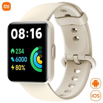 Xiaomi Redmi Watch 2 Lite pametna ura, 1.55 zaslon na dotik, Bluetooth 5.0, vodoodporna 5 ATM, GPS, bež