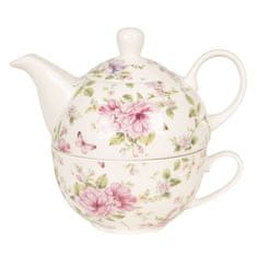 Clayre & Eef Porcelanski čajni set za eno osebo Flowers 400 ml