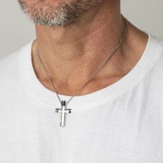 Lotus Style Jeklena dvobarvna ogrlica s križem Moški v črni barvi LS1984-1 / 2