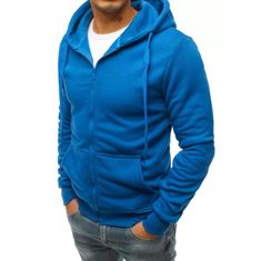 Dstreet Moški pulover s kapuco BASE modre barve bx5232 M