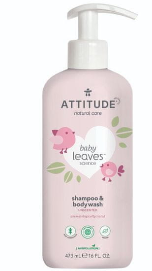 Attitude otroško milo in šampon Baby leaves, brez vonja, 473 ml