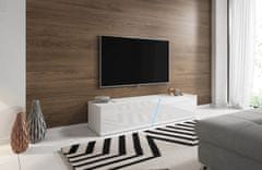 Furnitura Viseča TV omarica LANT visoki sijaj Bela 160 cm+ LED