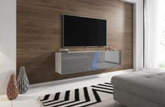 Furnitura Viseča TV omarica LANT visoki sijaj Siva 160 cm+ LED