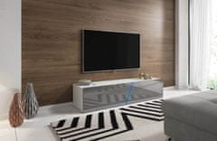 Furnitura Viseča TV omarica LANT visoki sijaj Siva 160 cm+ LED