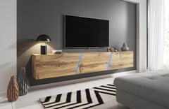 Furnitura Viseča TV omarica LANT Hrast 240 cm+ LED