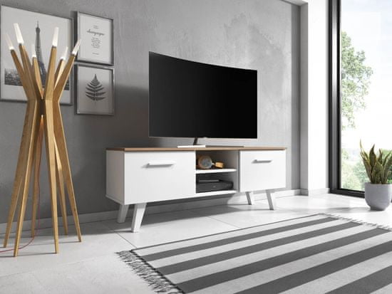 Furnitura TV omarica NORD bela skandinavski dizajn, 140 cm