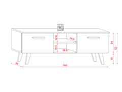 Furnitura TV omarica NORD bela skandinavski dizajn, 140 cm