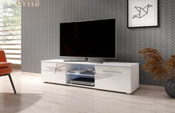 Furnitura TV omarica ELARA bela visoki sijaj 140 cm + LED