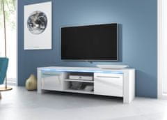 Furnitura Moderna TV omarica MAKS bela visoki sijaj 140 cm + LED