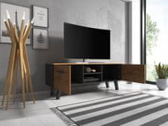 Furnitura TV omarica NORD črna + hrast skandinavski dizajn, 140 cm