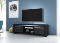 Furnitura Moderna TV omarica MAKS črna visoki sijaj 140 cm + LED