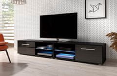 Furnitura TV omarica ELARA 2 črna visoki sijaj 200 cm + LED