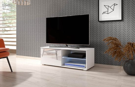 Furnitura TV omarica ELARA bela visoki sijaj 100 cm + LED