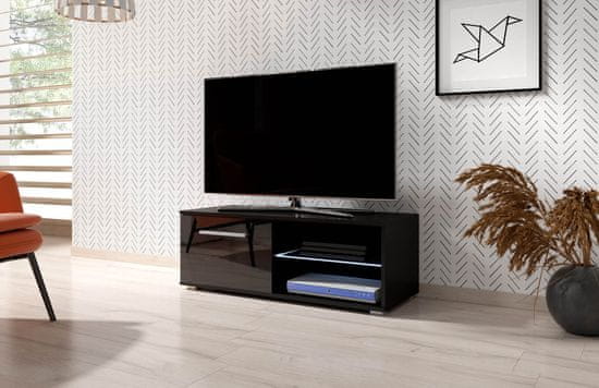 Furnitura TV omarica ELARA črna visoki sijaj 100 cm + LED