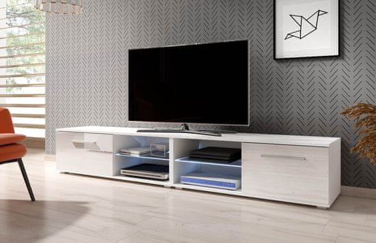 Furnitura TV omarica ELARA 2 bela visoki sijaj 200 cm + LED