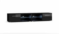 Furnitura TV omarica ELARA 2 črna visoki sijaj 200 cm + LED