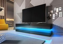 Furnitura Viseča TV omarica FLIN črna visoki sijaj, 140 cm + LED