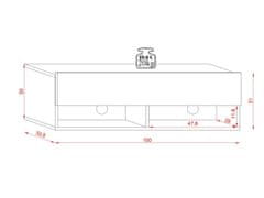 Furnitura Viseča TV omarica DORI wotan hrast 100 cm