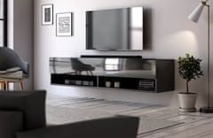 Furnitura Viseča TV omarica DORI Črna visoki sijaj 140 cm