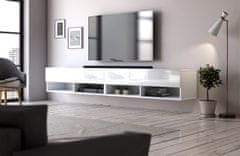 Furnitura Viseča TV omarica DORI Bela visoki sijaj 200 cm