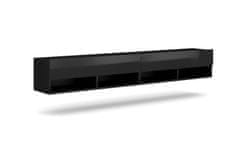 Furnitura Viseča TV omarica DORI Črna visoki sijaj 200 cm