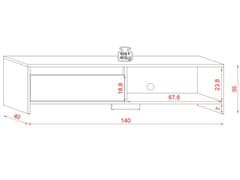 Furnitura TV omarica NELI 140 cm HRAST + GRAFIT