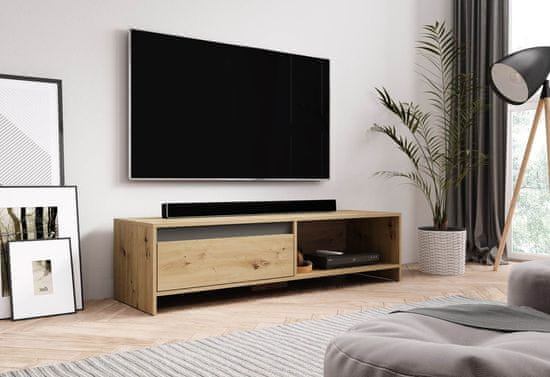Furnitura TV omarica NELI 140 cm HRAST + GRAFIT