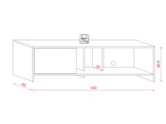 Furnitura TV omarica MONA 140 cm HRAST + BELA