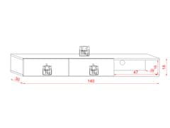 Furnitura Viseča TV omarica TARA 140 cm HRAST + ČRNA