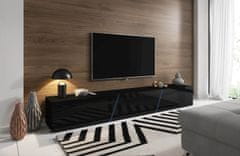 Furnitura Viseča TV omarica LANT visoki sijaj Siva 240 cm+ LED
