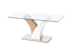 Halmar Jedilna miza iz stekla Vilmer - hrast sonoma / bel sijaj / transparent