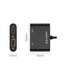 Ugreen MD108 adapter HDMI / VGA - mini DisplayPort 4K Full HD, črna