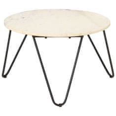 Vidaxl Klubska mizica bela 65x65x42 cm pravi kamen z marmorno teksturo