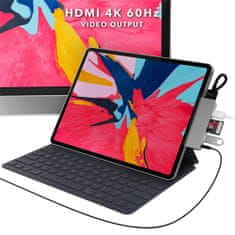  6 v 1 USB-C HUB za iPad Pro, iPad Air, iPad Mini, vesoljsko siva